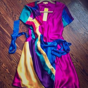 Francis Multi Colored Designer Silk Wrap Dress